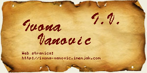 Ivona Vanović vizit kartica